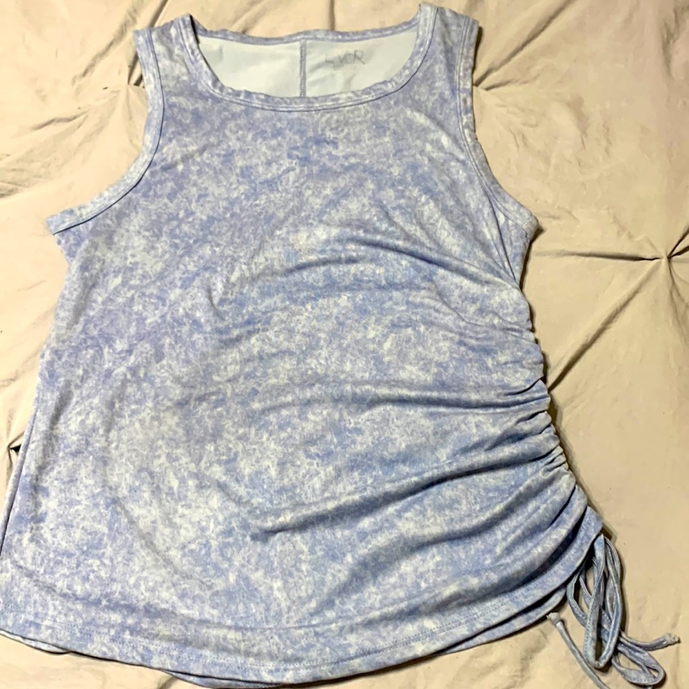 Cotton blue multi left side cinch tie tank top!  EVcR brand size large!